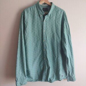 Scotch & Soda Mens Oxford Shirt XXL Green Dot Cotton Classic Fit Button Up